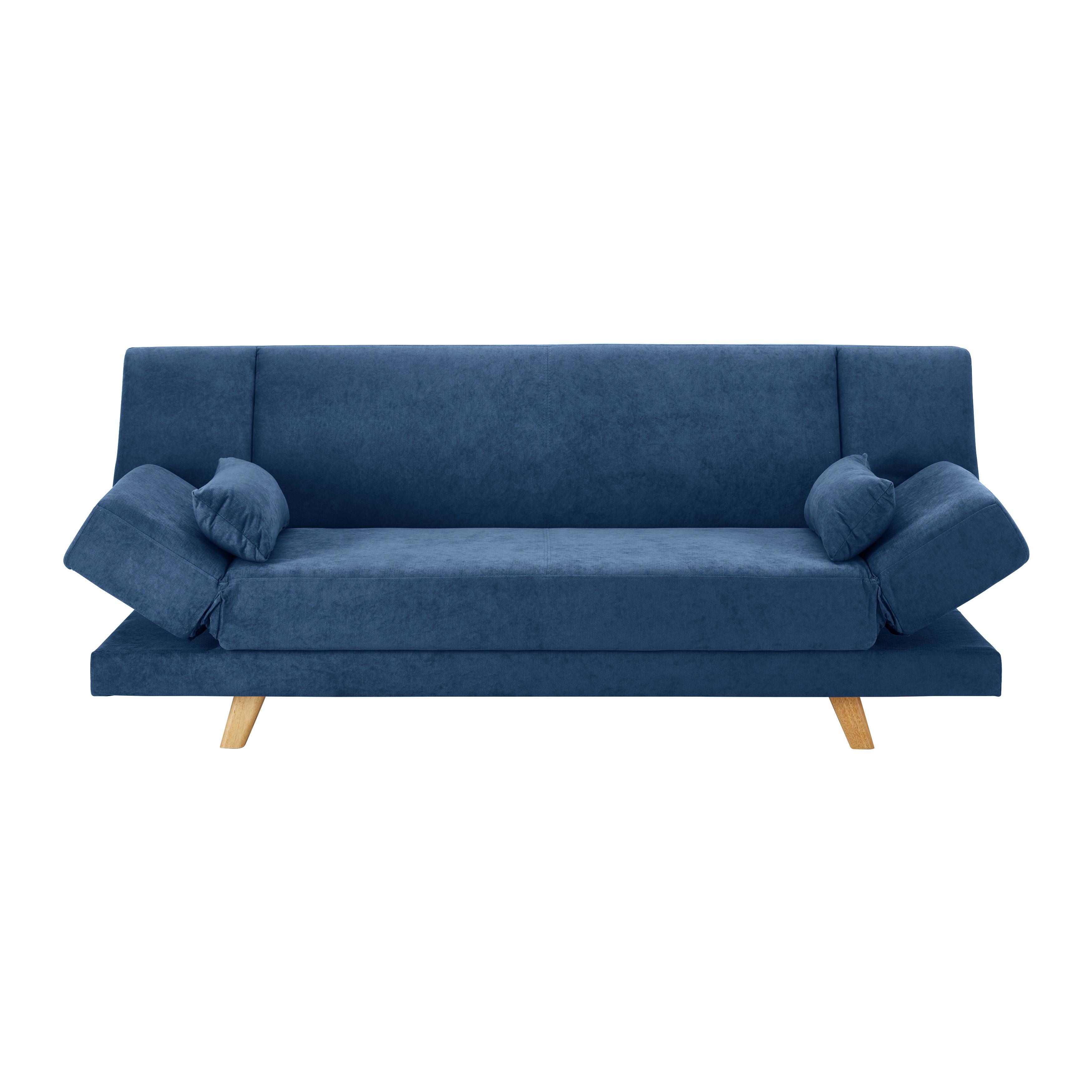 Pohovka FUNKY modrá - modrá/přírodní barvy, Moderní, dřevo/textil (183/73/79cm) - Bessagi Home