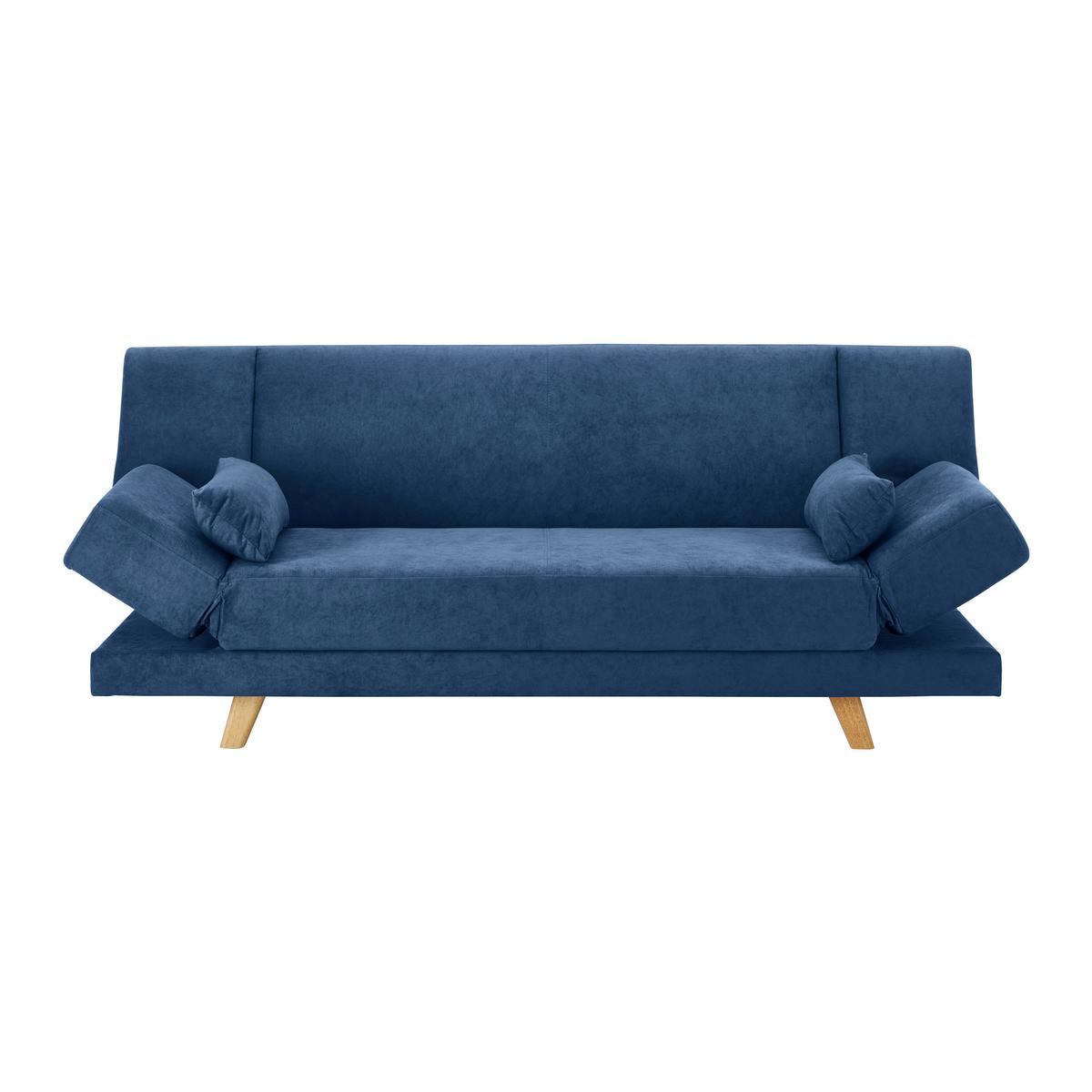 Pohovka FUNKY modrá - modrá/přírodní barvy, Moderní, dřevo/textil (183/73/79cm) - Bessagi Home