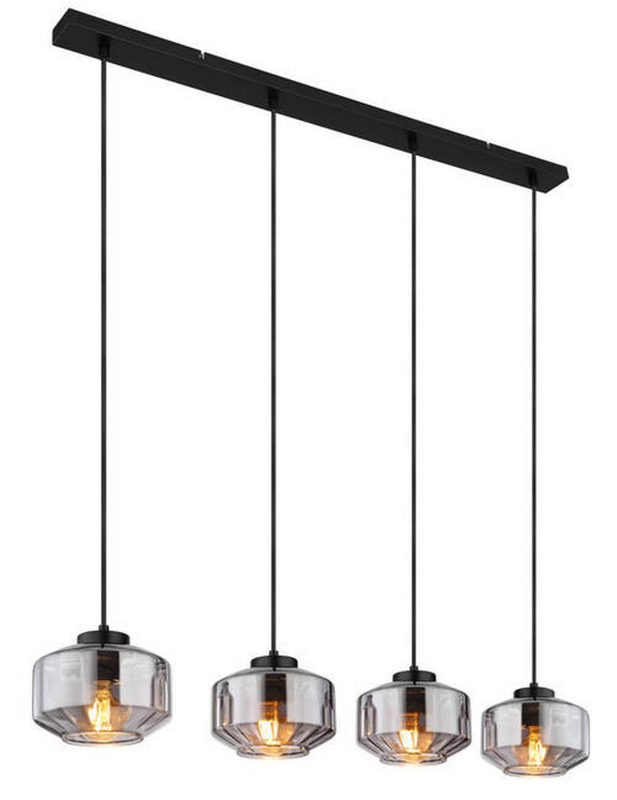 Hängeleuchte 15547-4h - Schwarz, Design, Glas/Metall (96/18/120cm) - Globo