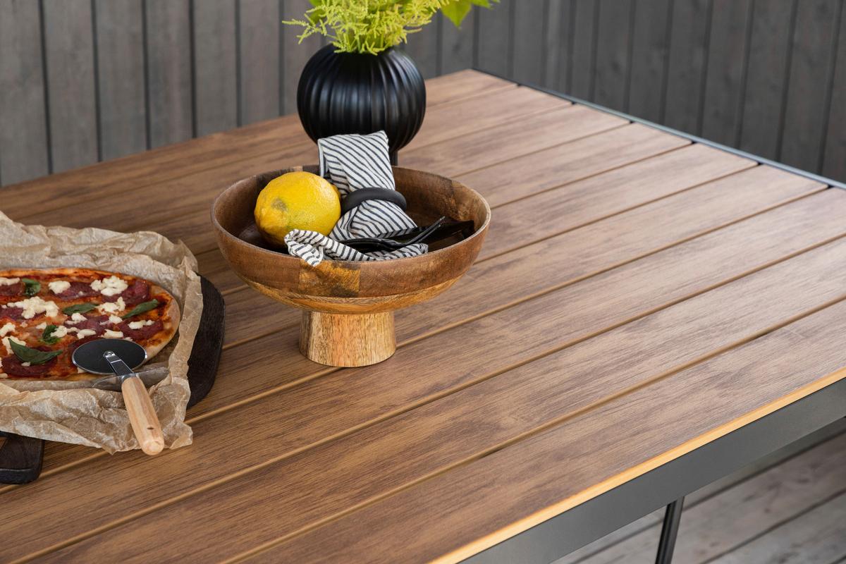 Gartentisch Break Aluminium L: 150cm - Schwarz/Naturfarben, KONVENTIONELL, Holz/Metall (150/90/75cm) - Gardenson