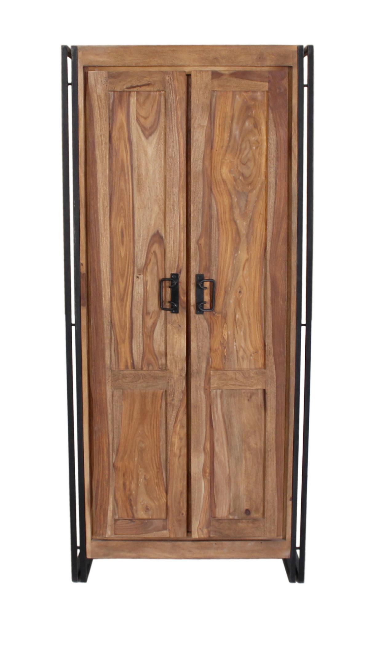 GARDEROBENSCHRANK Naturfarben/Schwarz B: 80cm - Schwarz/Naturfarben, Design, Holz/Metall (80/180/45cm) - MID.YOU