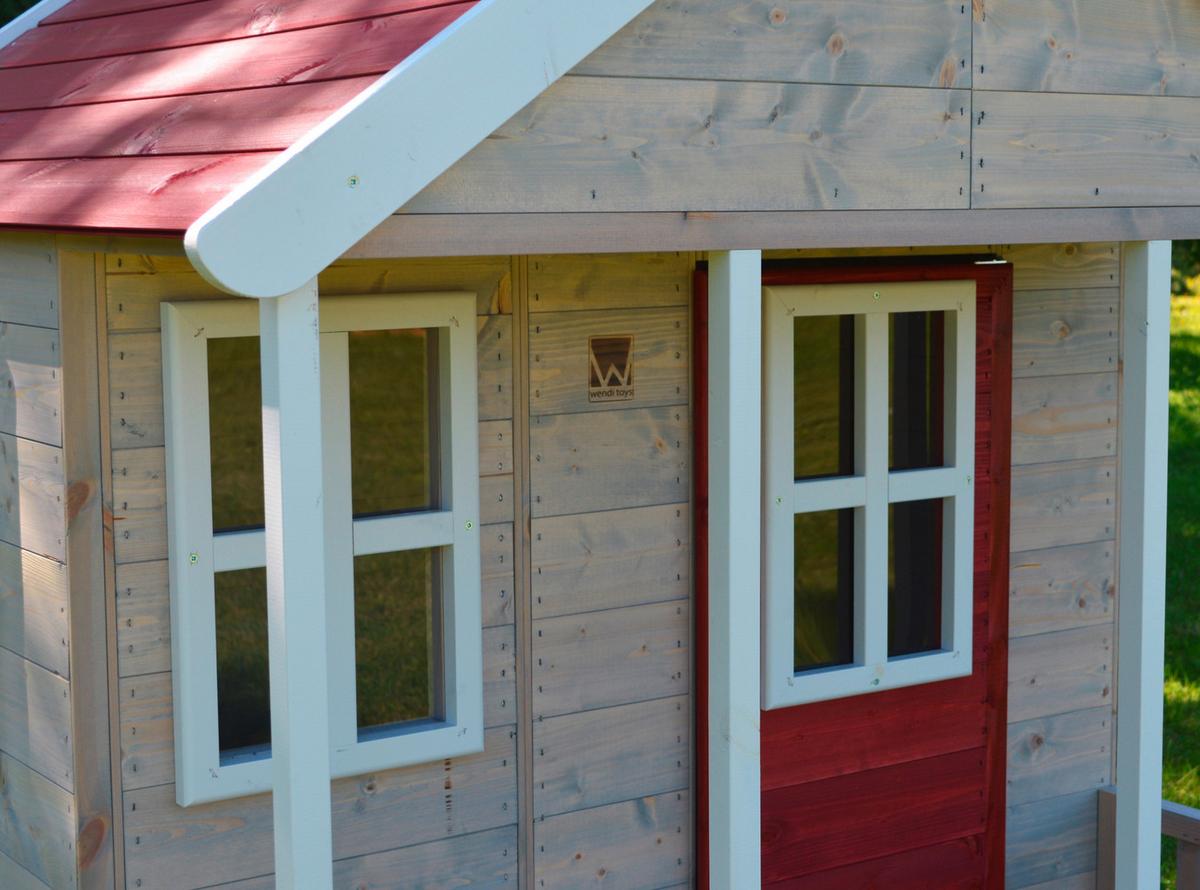 Spielhaus Fuchs Naturfarben/rot, B: 120 Cm - Rot/Naturfarben, KONVENTIONELL, Holz (120/155/120cm)