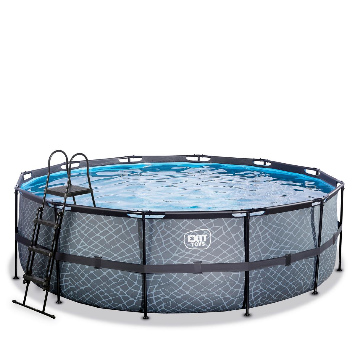 Pool-Set Grau, D/H: 450x122cm - Grau, KONVENTIONELL, Kunststoff (450/122cm) - EXIT Toys