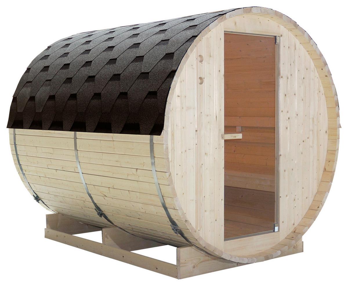 Saunafass Tromsö Fichtefarben B: 220 cm - Fichtefarben, KONVENTIONELL, Glas/Holz (189/220/191,5cm) - Sanotechnik