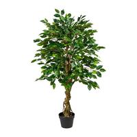 Kunstpflanze Ficus Benjamina H: 125 cm - Schwarz/Braun, Design, Kunststoff (125cm) - P & B