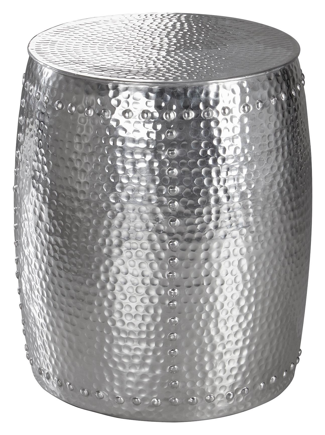 Beistelltisch Orientalisch Rund Pedro, Silberfarben - Silberfarben, LIFESTYLE, Metall (39/49cm) - MID.YOU