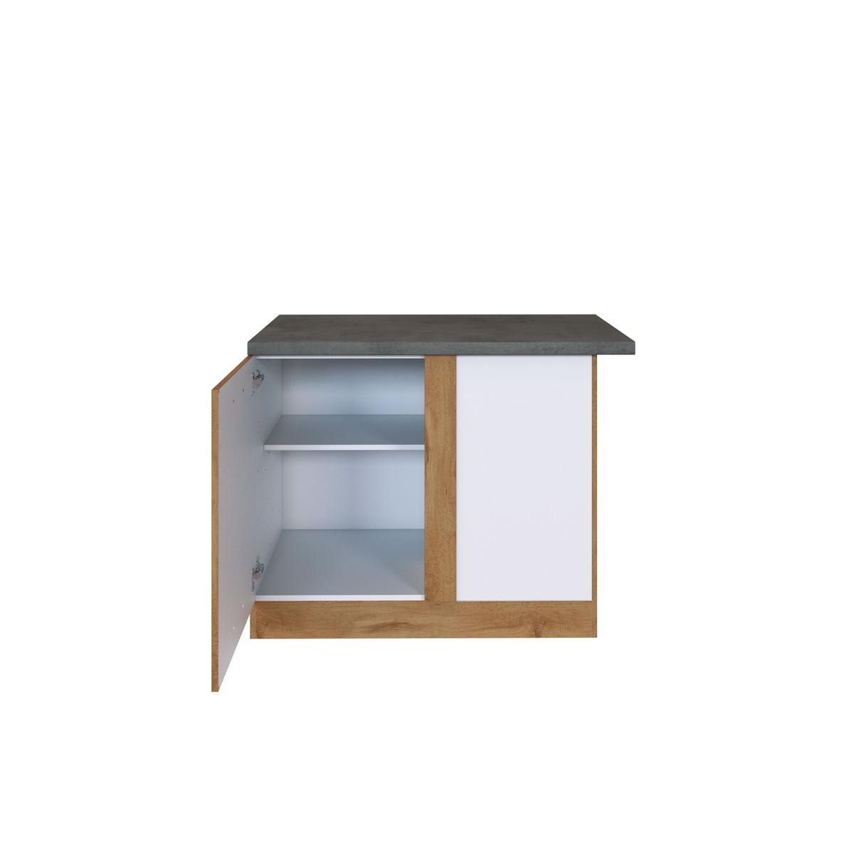 Eckunterschrank B: 110 Cm Anthrazit/eiche Dekor - Eichefarben, MODERN, Holzwerkstoff (110/85/60cm) - Held