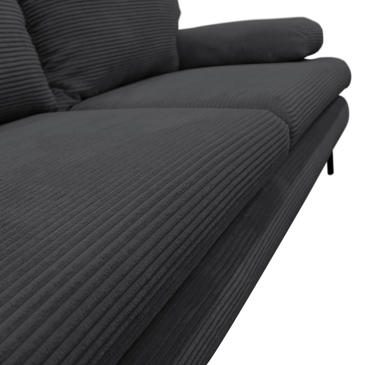 2-sitzer-sofa Mit Schlaffunkt. Fiore Und Bettkasten Grau - Dunkelgrau/Schwarz, Design, Textil (202/85/99cm) - P & B