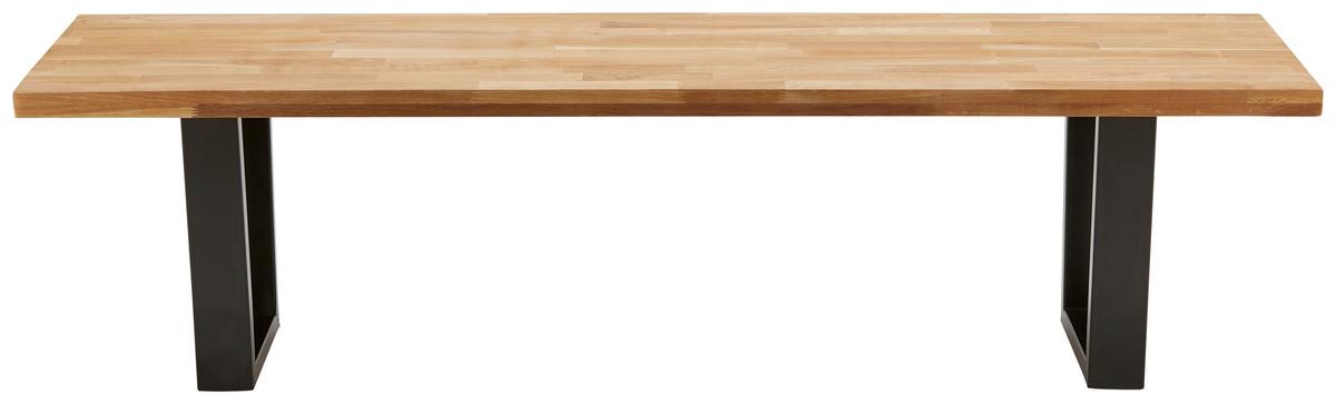 Lavica Kayla dub masív - čierna/farba duba, Modern, kov/drevo (175/46/45cm) - Modern Living