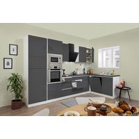 Eckküche Premium Mit Geräten 345 Cm Weiß/grau Hochglanz - Weiß/Grau, MODERN, Holzwerkstoff (345/172cm) - Respekta