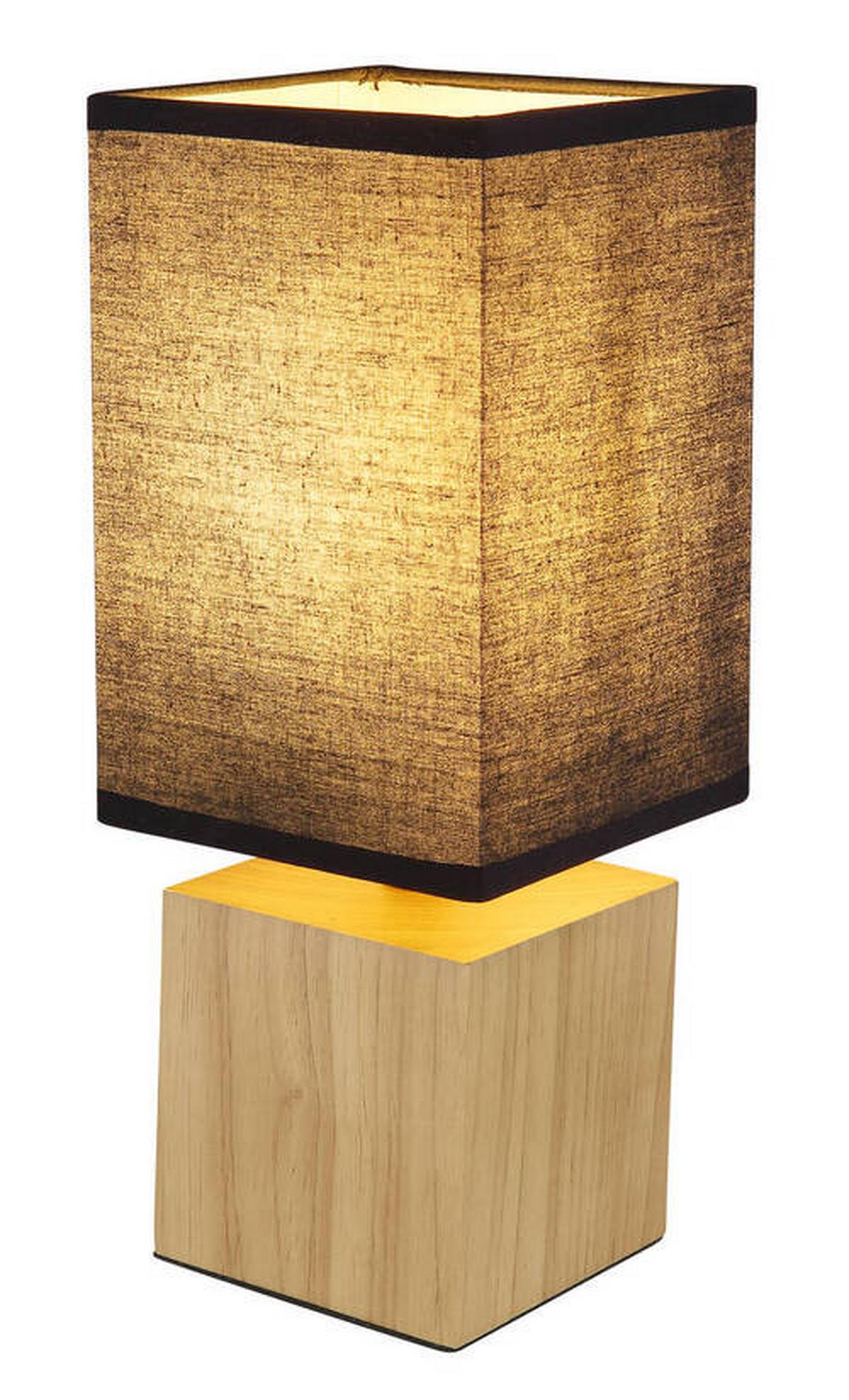 Tischleuchte 21628b - Schwarz/Naturfarben, KONVENTIONELL, Holz/Textil (12/12/30cm) - Globo