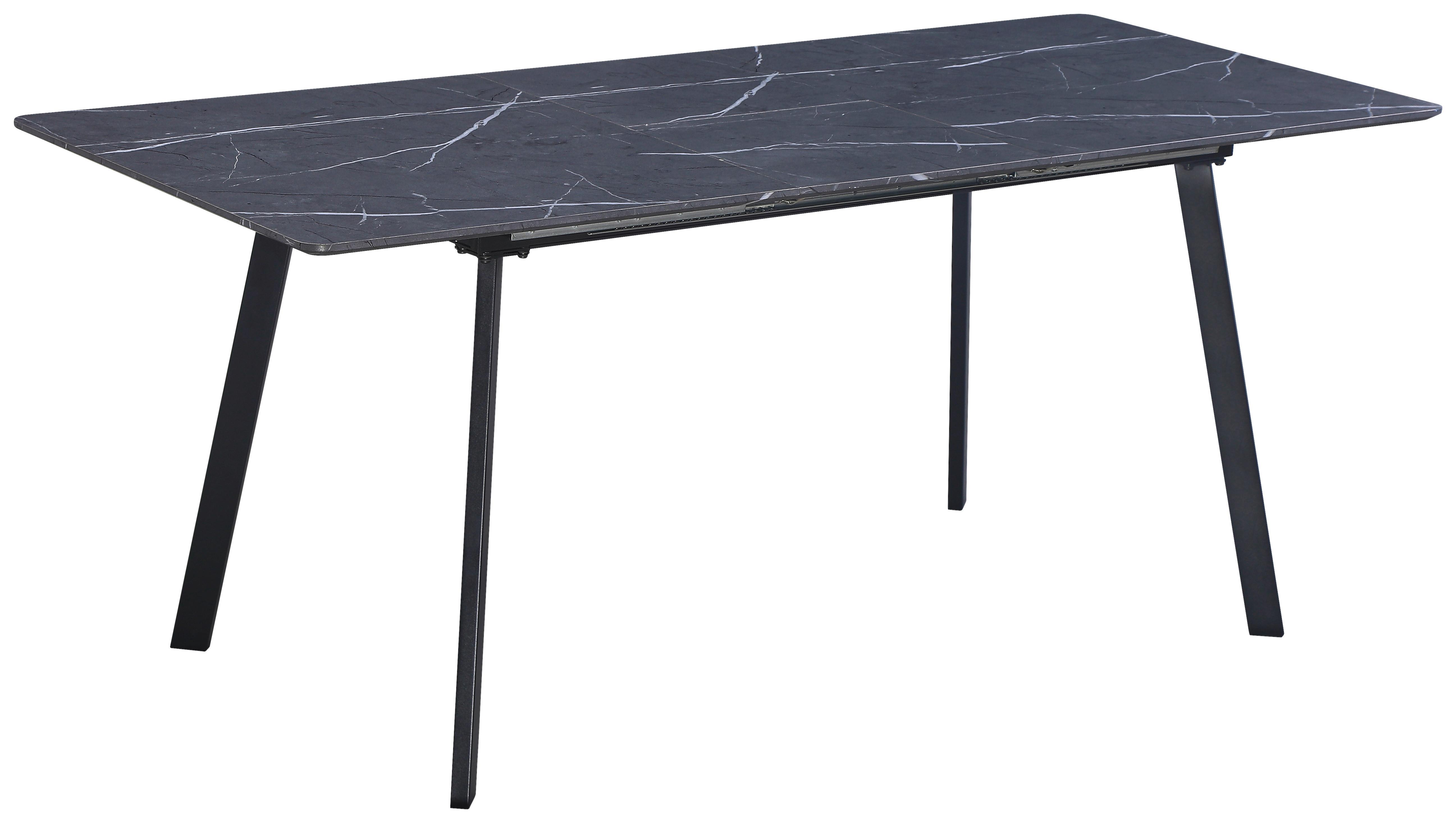 Ausziehtisch Elian Grau, B: 140-180 cm - Schwarz/Grau, KONVENTIONELL, Holzwerkstoff/Metall (140/180/75/80cm) - MID.YOU