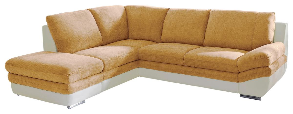 Wohnlandschaft In L-form Nardo 221x264 Cm - Chromfarben/Dunkelgelb, MODERN, Textil (221/264cm) - MID.YOU