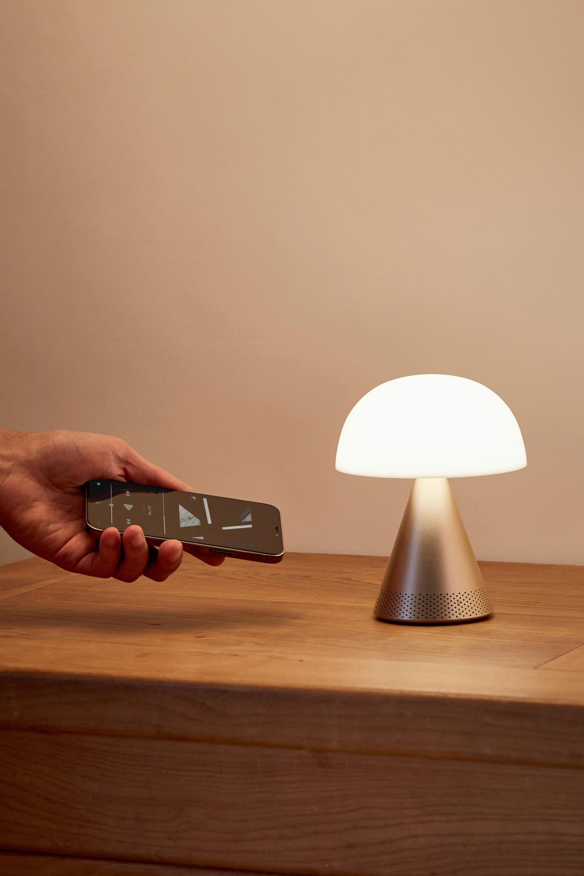 Akku-tischleuchte Lexon Mina L Audio - Goldfarben, Design, Kunststoff/Metall (14/17/14cm)
