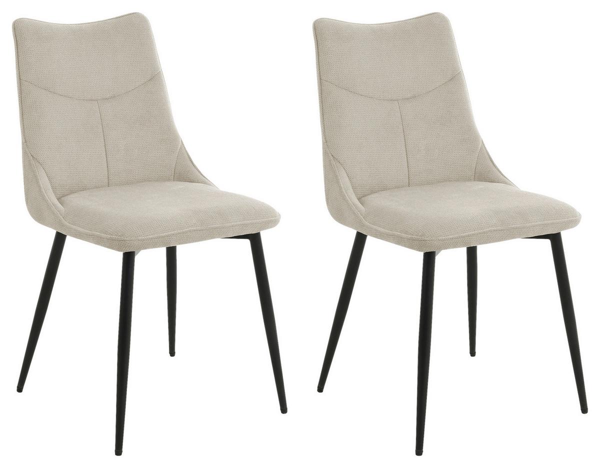 Stuhl-Set Carlo, Taupe, B: 59 cm - Taupe/Schwarz, Design, Textil/Metall (59/88/47cm) - MID.YOU