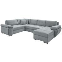 Wohnlandschaft Terana mit Schlaffunktion, Hellblau - Chromfarben/Hellblau, KONVENTIONELL, Textil (219/305/157cm) - Livetastic