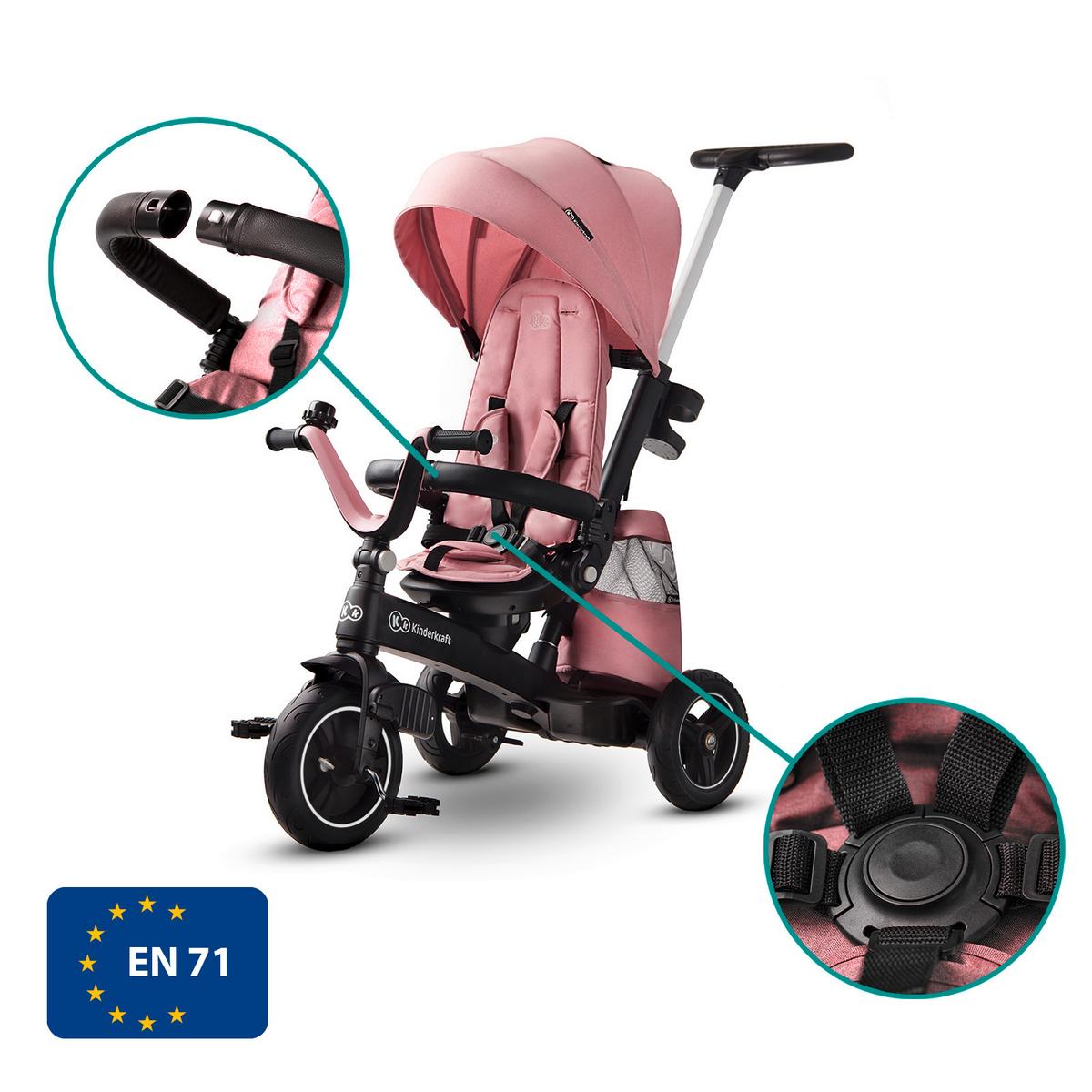 Dreirad Easytwist 5-in-1 Rosa, B/h/t: 34x107x122cm - Rosa, Basics, Kunststoff/Textil (34/107/122cm) - Kinderkraft