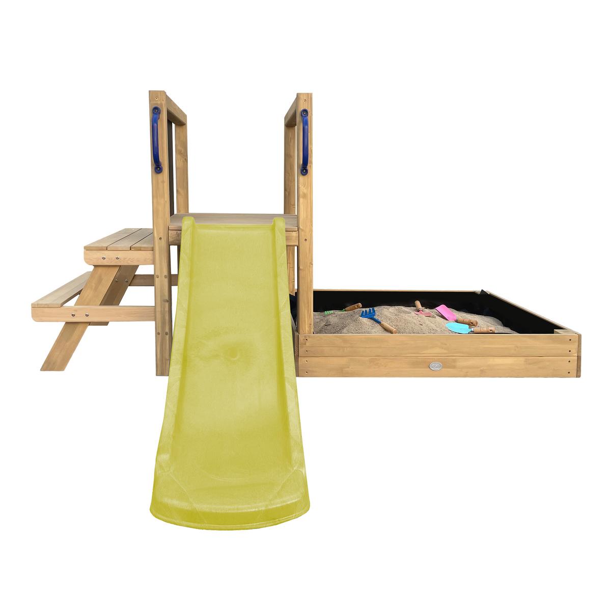Spielturm mit Rutsche Limegrün - Limette/Braun, Basics, Holz/Kunststoff (208,7/88/215cm) - Ambia Garden