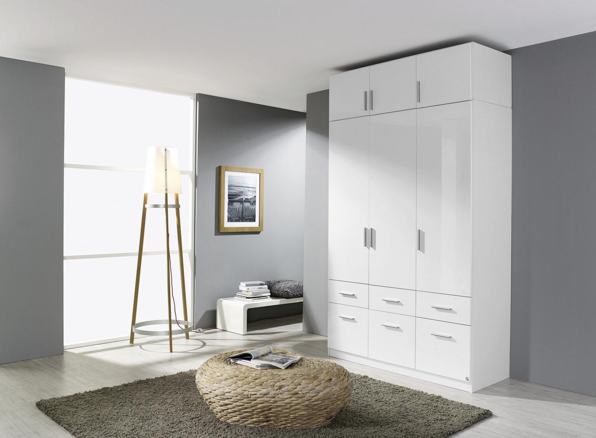 NÁSTAVEC NA ŠATNÍ SKŘÍŇ KE 3-DV. SKŘÍNI CELLE - bílá/barvy hliníku, Moderní, dřevo/plast (136/40/54cm)