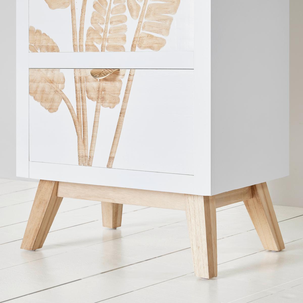 Komoda LEAFS maulownia masív - bílá/přírodní barvy, Lifestyle, kov/dřevo (45/109/30cm) - Premium Living