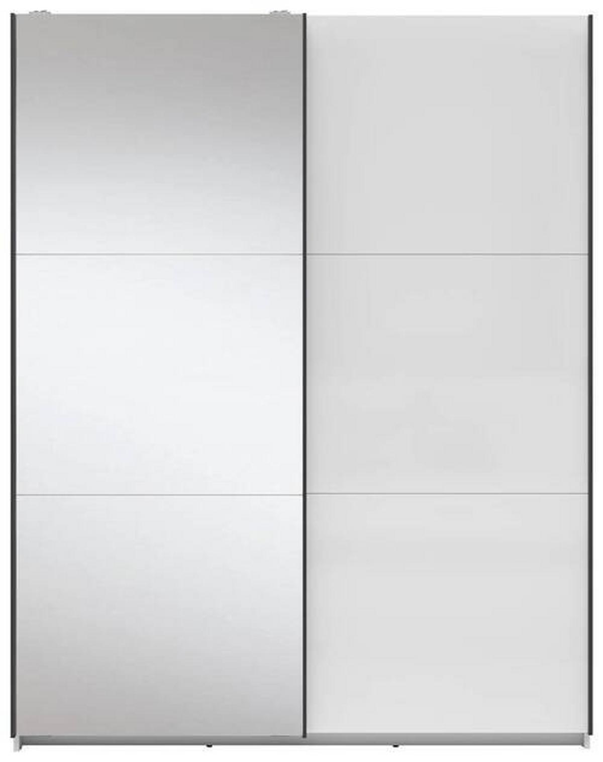 Tolóajtós Szekrény Tetrix 153/195 Cm - magasfényű fehér/átlátszó, Modern, faalapú anyag/Üveg (153,5/195,5/60cm) - MID.YOU