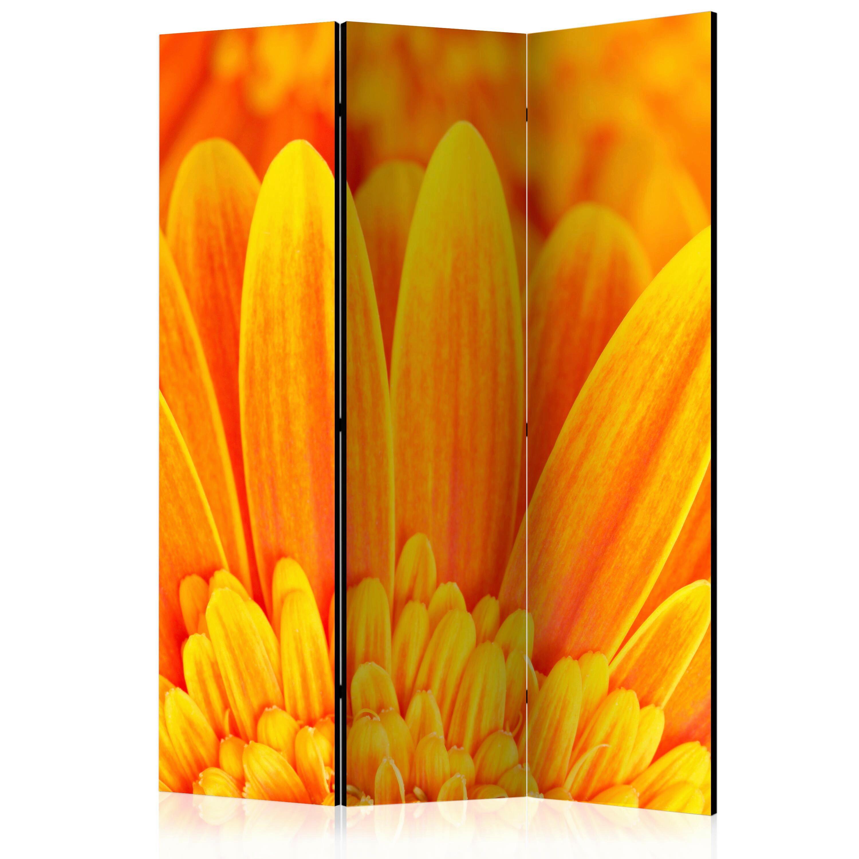 OBOJSTRANNÝ PARAVÁN YELLOW GERBERA - oranžová/žlutá, Basics, dřevo/textil (135/172/3cm) - artgeist