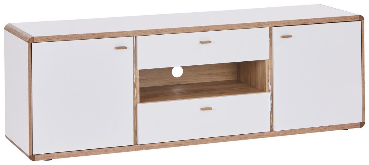 Phonotisch Ronda B: 178 cm Weiß/Eiche Dekor - Eichefarben/Weiß, MODERN, Holzwerkstoff (178/61/46,4cm)