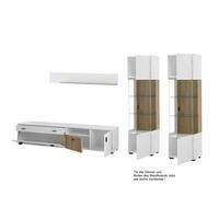Wohnwand Hudson Weiß/Eichefarben B: 316cm - Eichefarben/Schwarz, Design, Glas/Holzwerkstoff (316/180/42cm) - MID.YOU