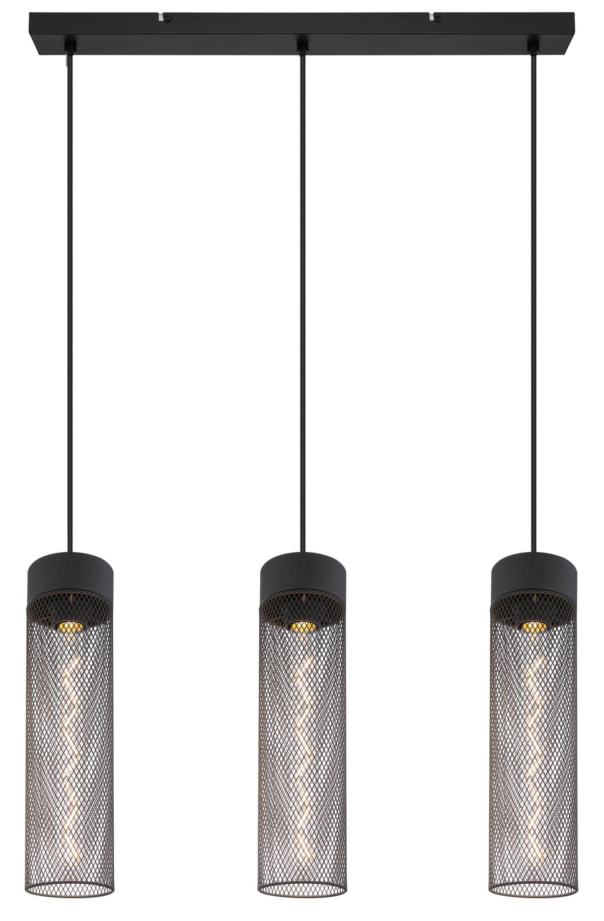 Hängeleuchte 15649-3h - Schwarz, Design, Metall (60/9,5/120cm) - Globo