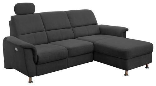 Ecksofa mit Relaxfunktion + USB Anschluss Parole, Mikrof. - Chromfarben/Schwarz, MODERN, Textil (231/165cm) - Livetastic