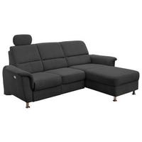 Ecksofa mit Relaxfunktion + USB Anschluss Parole, Mikrof. - Chromfarben/Schwarz, MODERN, Textil (231/165cm) - Livetastic
