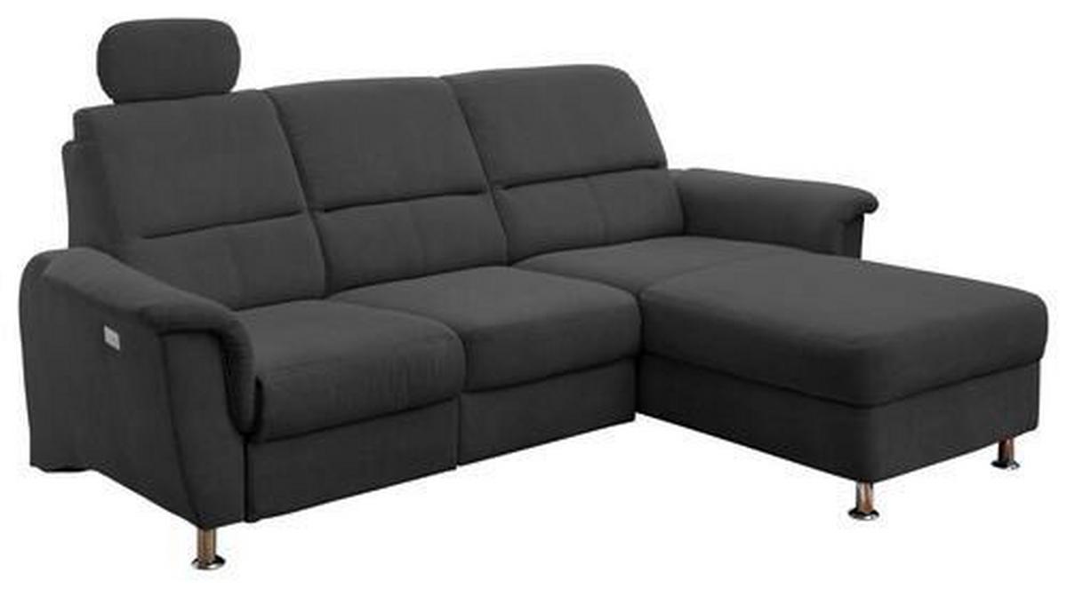 Ecksofa mit Relaxfunktion + USB Anschluss Parole, Mikrof. - Chromfarben/Schwarz, MODERN, Textil (231/165cm) - Livetastic