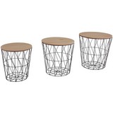 Couchtischset Rund mit Metallgestell Brooklyn - Schwarz/Naturfarben, MODERN, Holzwerkstoff/Metall (45/46cm) - Luca Bessoni