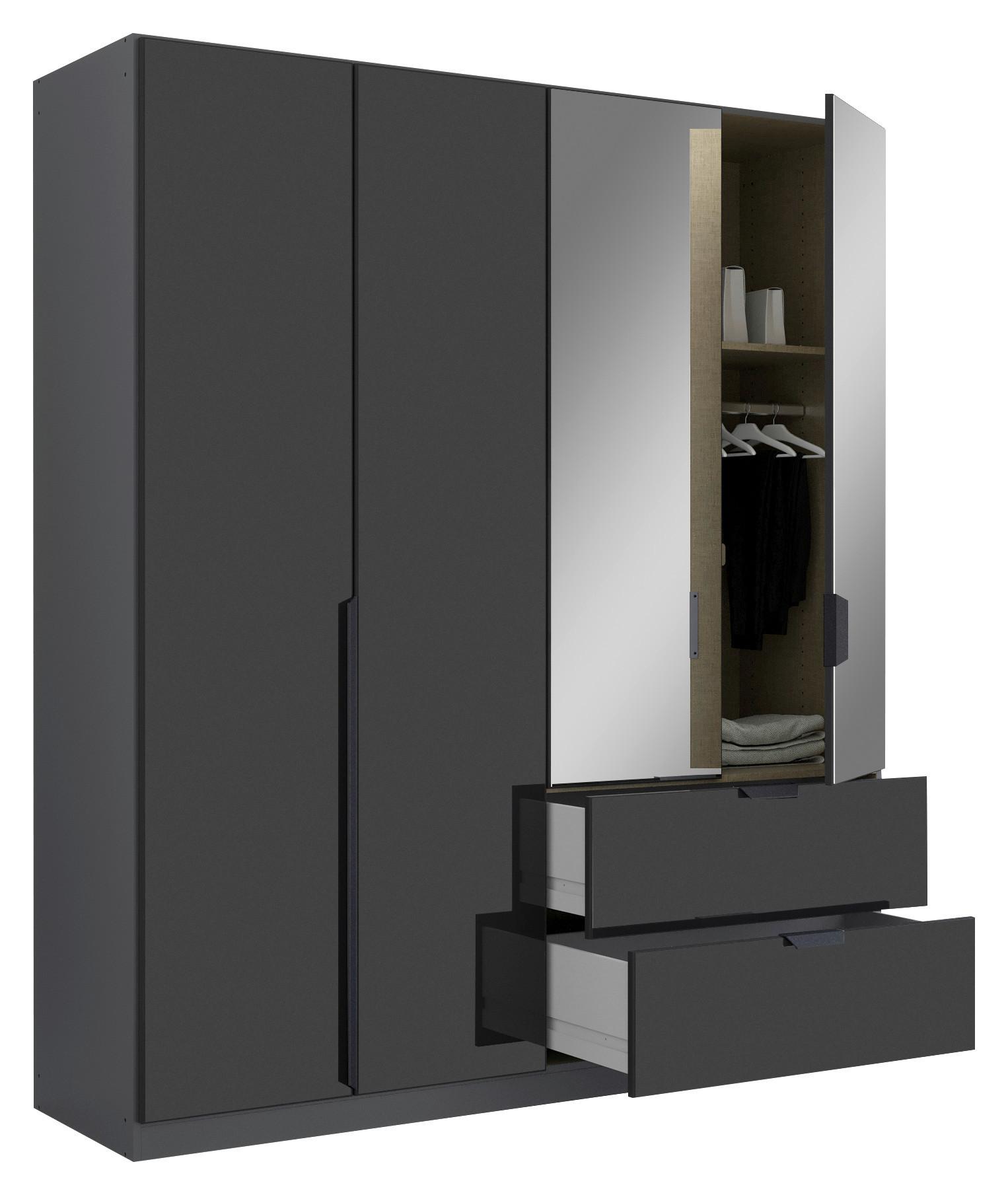 Kleiderschrank Quadra Grau Dunkelgrau - Dunkelgrau/Grau, KONVENTIONELL, Glas/Holzwerkstoff (181/210/54cm) - Rauch Möbel