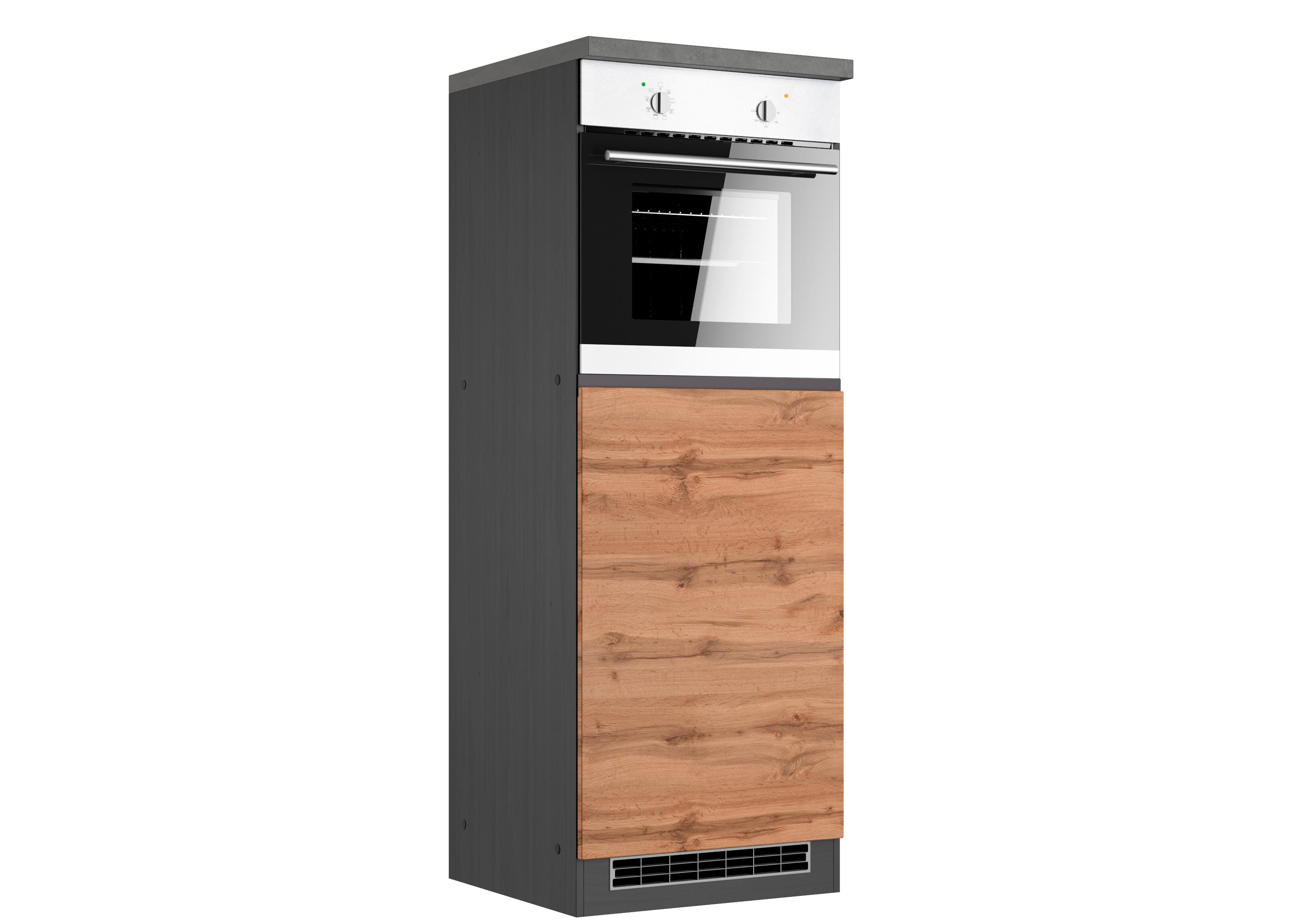 Geräteumbauschrank TURIN in Eiche Dekor & Graphit ohne Griffe