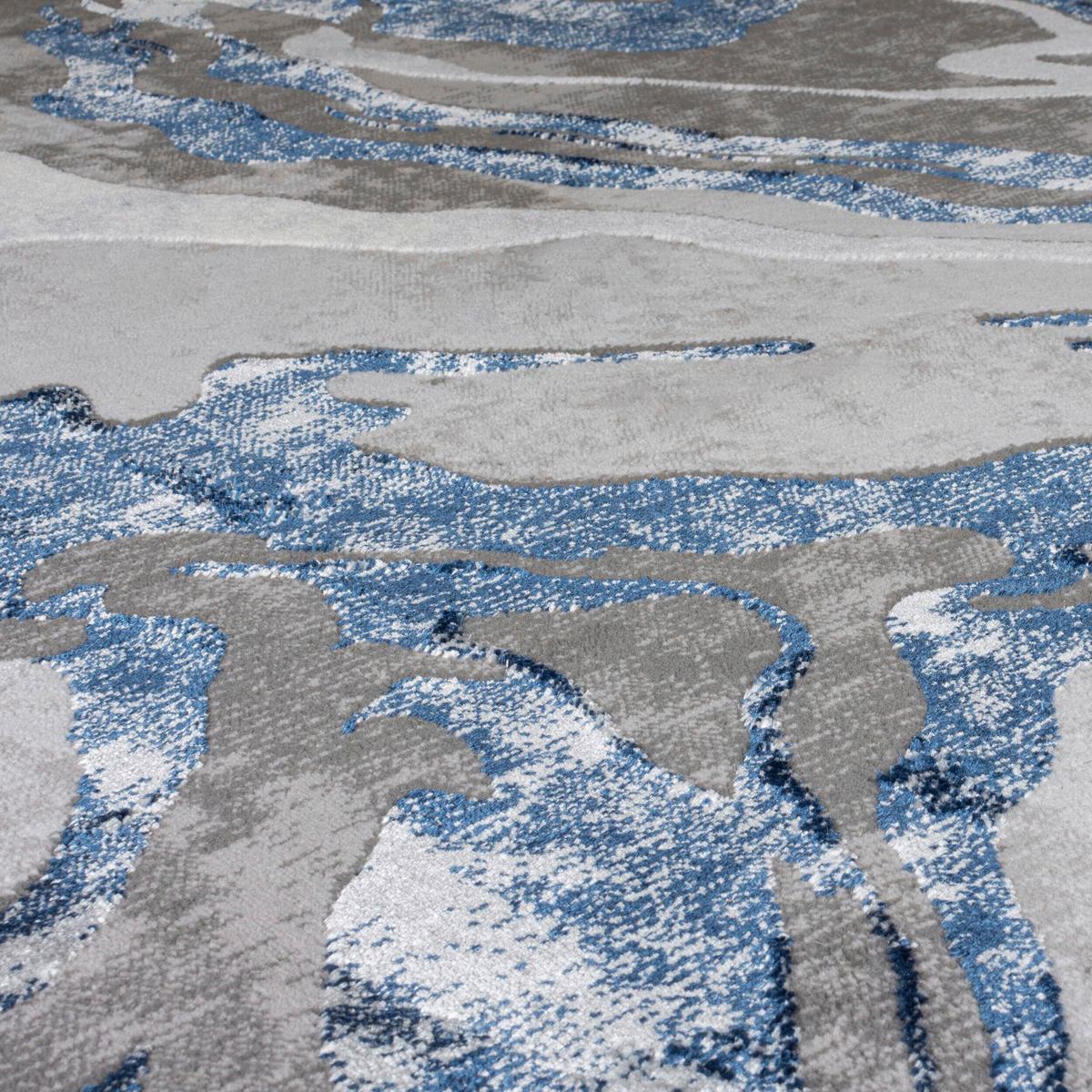 Webteppich Marbled - Dunkelblau, KONVENTIONELL, Textil (200/290cm)