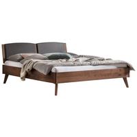 Bett Mareto Nussbaumfarben 140x200 Cm - Dunkelgrau/Nussbaumfarben, KONVENTIONELL, Holz/Textil (140/200cm) - Hasena