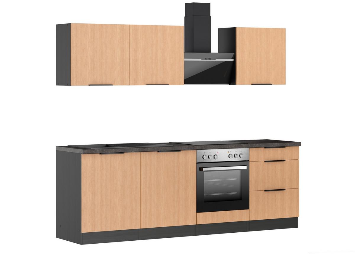 Küchenblock Glasgow Eichefarben/graphit B: 240 Cm - Eichefarben/Graphitfarben, LIFESTYLE, Holzwerkstoff (240cm) - Held