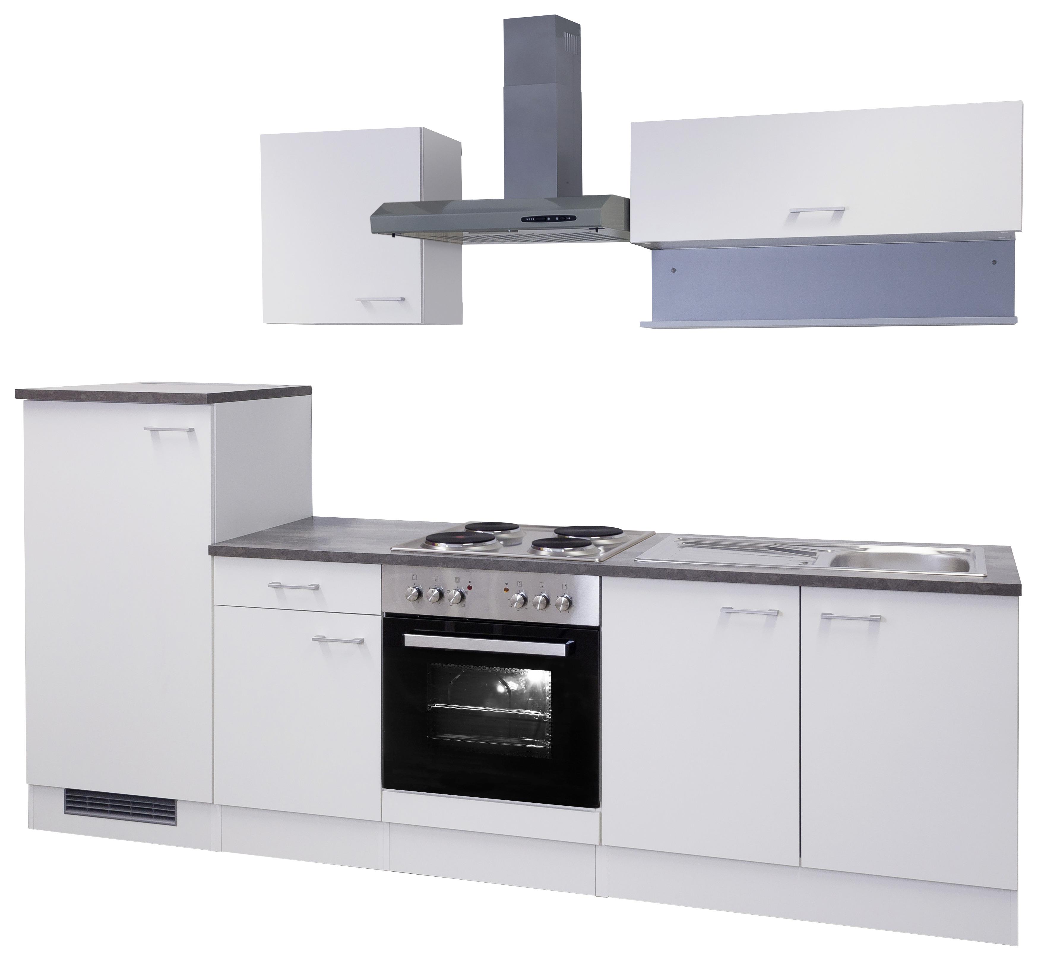 Küchenzeile Lucca mit Geräten 270 cm Weiß Dekor Modern - Weiß, KONVENTIONELL, Holzwerkstoff (270cm) - MID.YOU