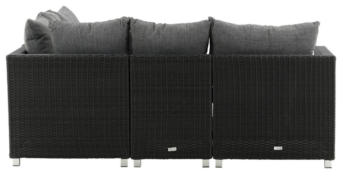 Loungegarnitur Vamos - Schwarz/Grau, KONVENTIONELL, Glas/Kunststoff - Gardenson