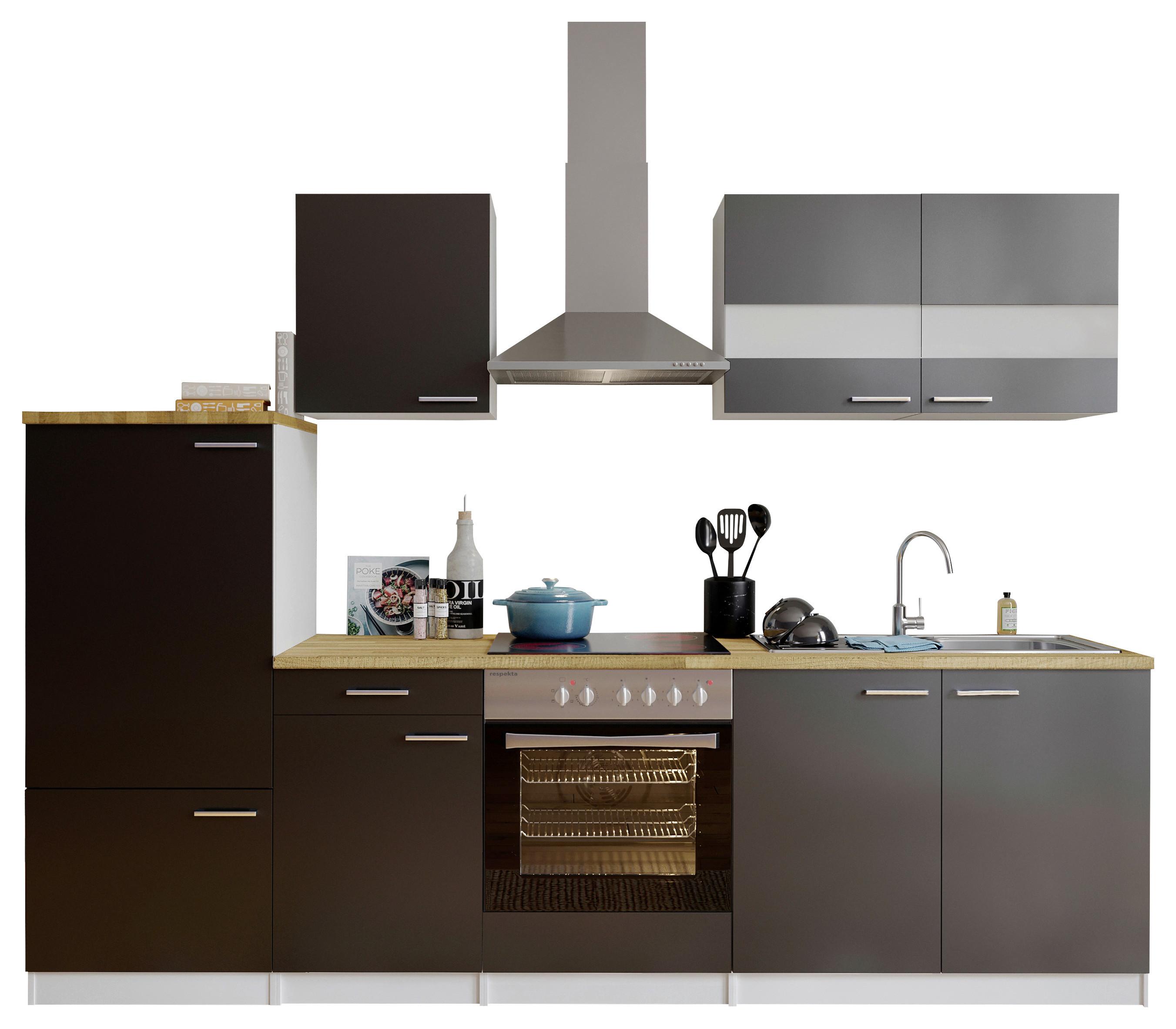 Küchenzeile Ohne Geräte B: 270 Cm Grau/weiß/nussbaum Dekor - Nussbaumfarben/Weiß, Basics, Holzwerkstoff (270/200/60cm) - Respekta