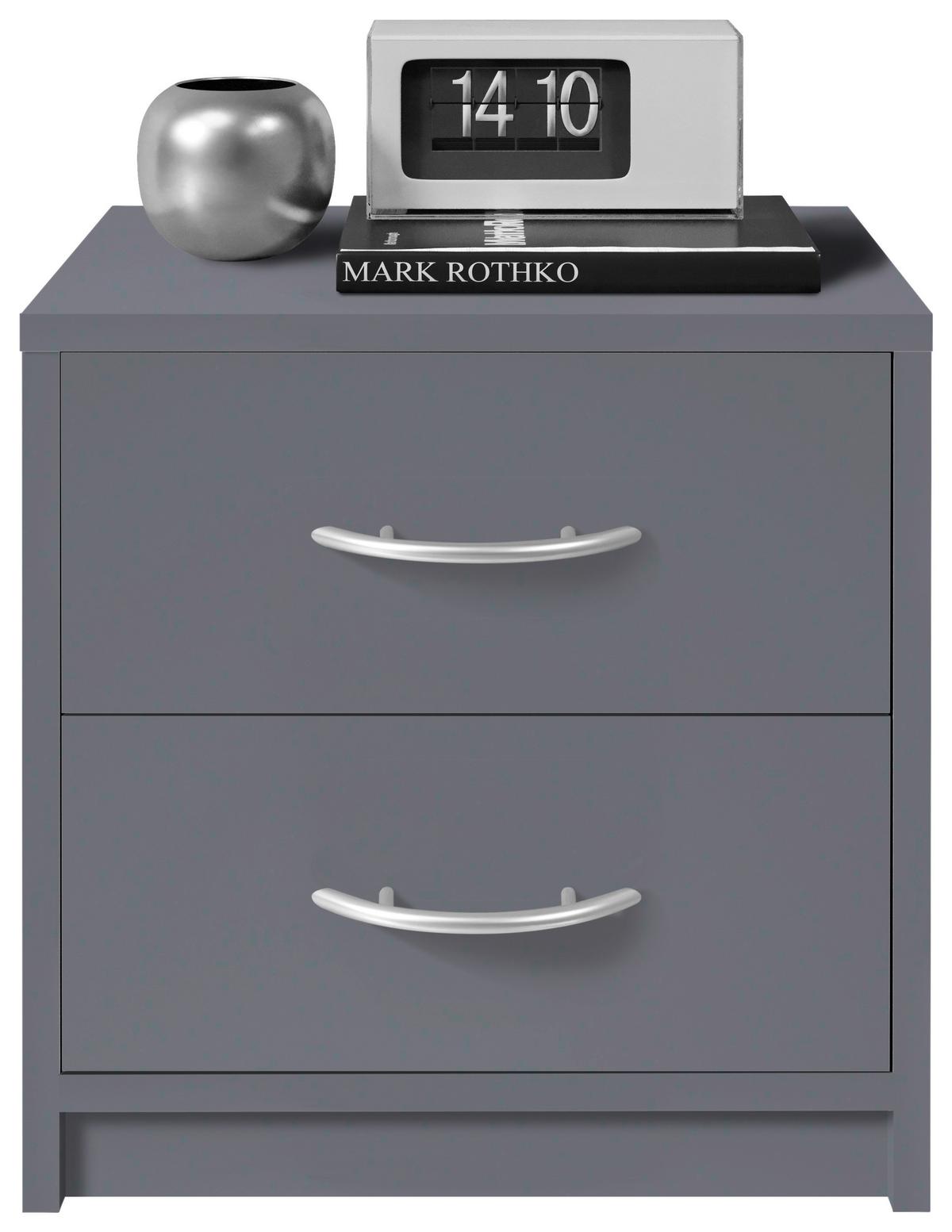 Nachtkästchen Pepe B: 38,5 cm Graphitfarben - Schwarz/Graphitfarben, Basics, Holzwerkstoff (38,5/39/28,2cm) - P & B