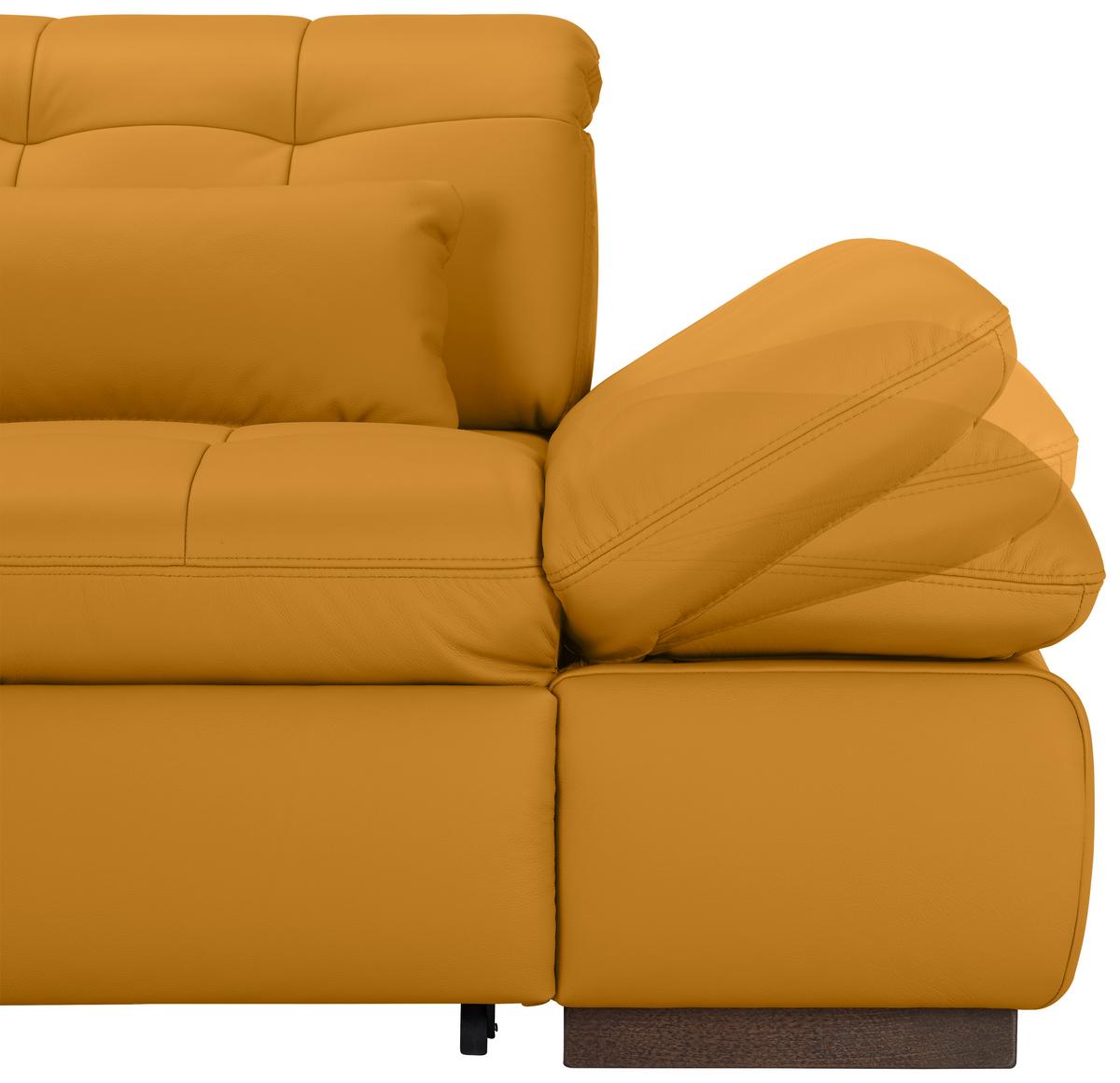 Rohová sedačka SANFINO, ľavá, žltá pravá koža - žltá/chrómová, Konventionell, kov/koža (199/305cm) - Premium Living