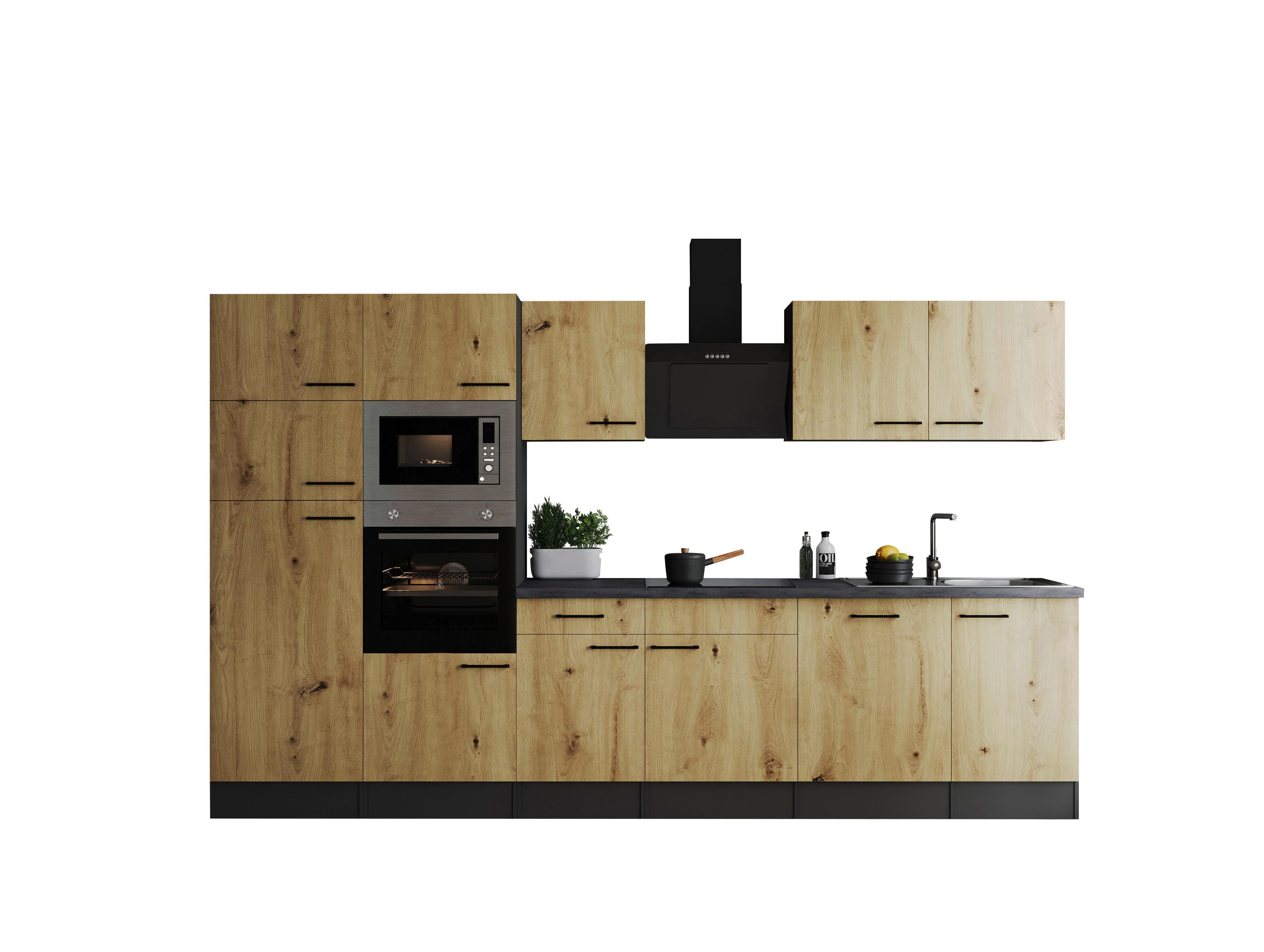 Küchenblock Oliver Artisan Dekor B: 340 cm - Eiche Artisan/Grau, Design, Holzwerkstoff (340cm) - Respekta