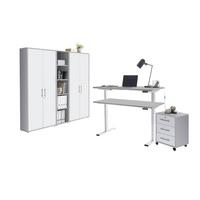 Büro Office Edition Grau, Weiß - Weiß/Grau, MODERN, Holzwerkstoff/Metall - MID.YOU