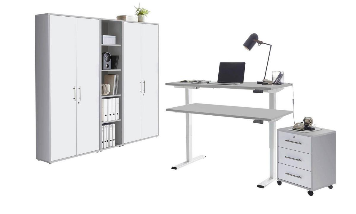 Büro Office Edition Grau, Weiß - Weiß/Grau, MODERN, Holzwerkstoff/Metall - MID.YOU