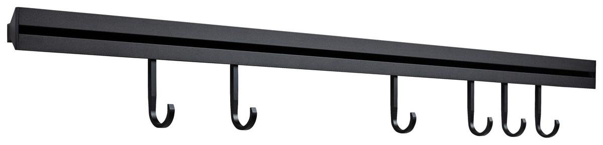 Hakenleiste Küche mit Led L: 90 cm + 6 Haken, Küchenreling - Schwarz, MODERN, Metall (90cm) - Sistant