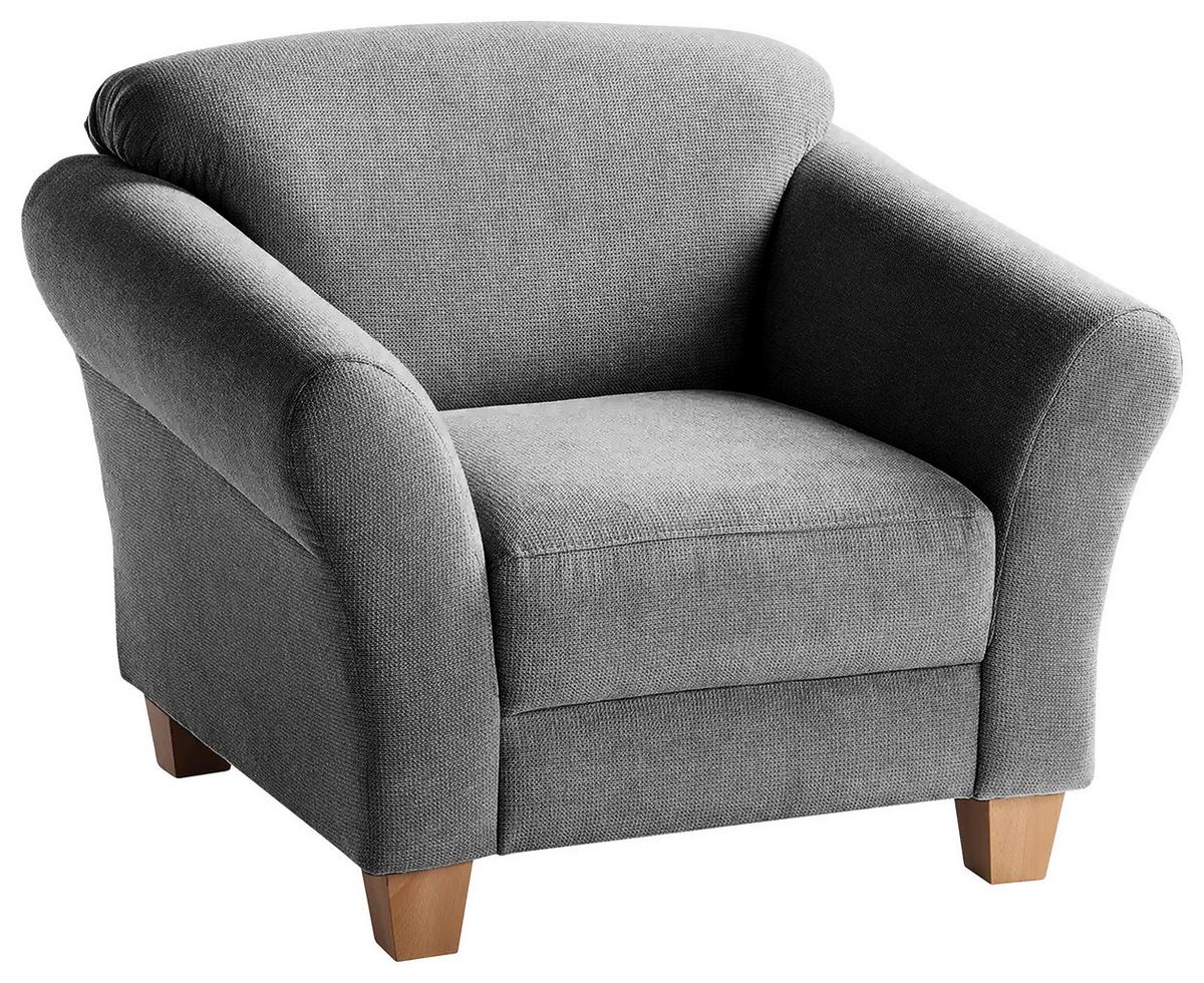 Sessel Gotland grau Rücken echt, 101x84x89 cm - Naturfarben/Grau, KONVENTIONELL, Textil (101/84/89cm) - Sit & More