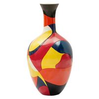 Vase Rubic Gelb/Rot/Schwarz B: 29 cm - Gelb/Rot, Basics, Kunststoff (29/59/29cm)