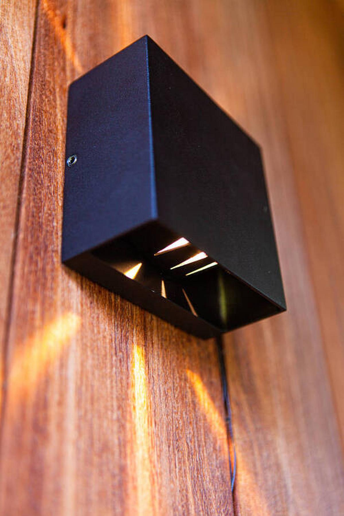 Außenwandleuchte Gemini Beams 10w Aluminium, Wandmontage - Schwarz, Basics, Metall (11/11/6cm)